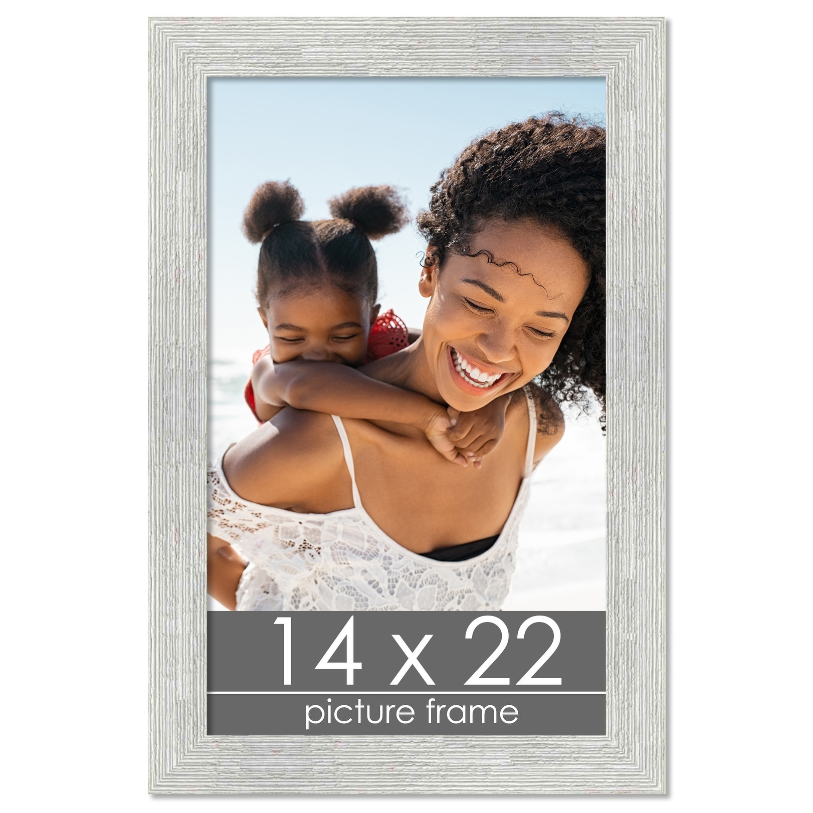 14x22 Distressed Aged White Washed Complete Wood Picture Frame
