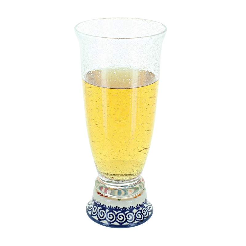 Blue Rose Polish Pottery P002 Manufaktura Beer Glass - Garden Bouquet