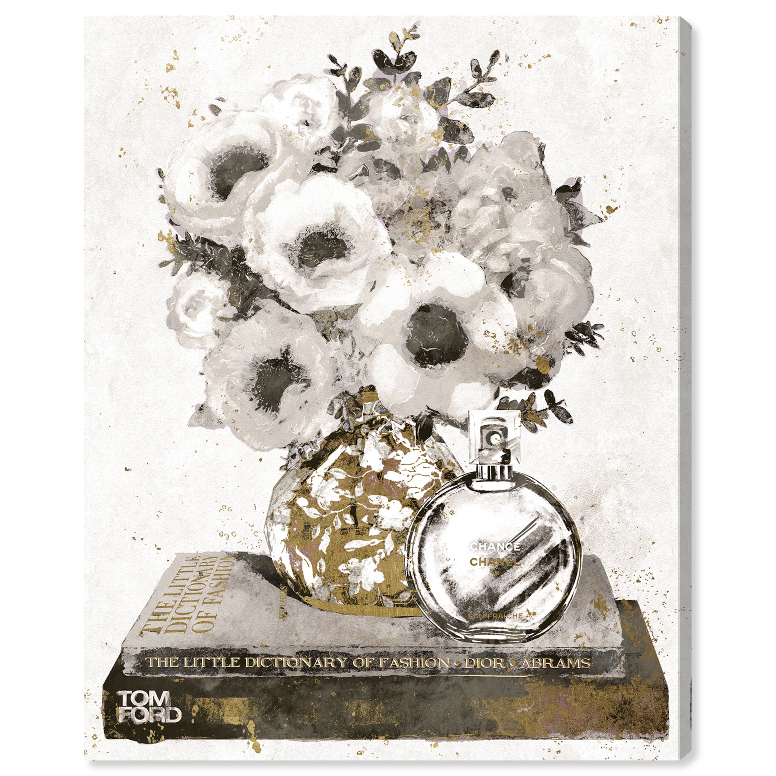 Elegant and Glam Simply Gold, Flower Fragrance and Books Modern &  Contemporary Gold Canvas Wall Art Print for Bath - Bed Bath & Beyond -  36065952