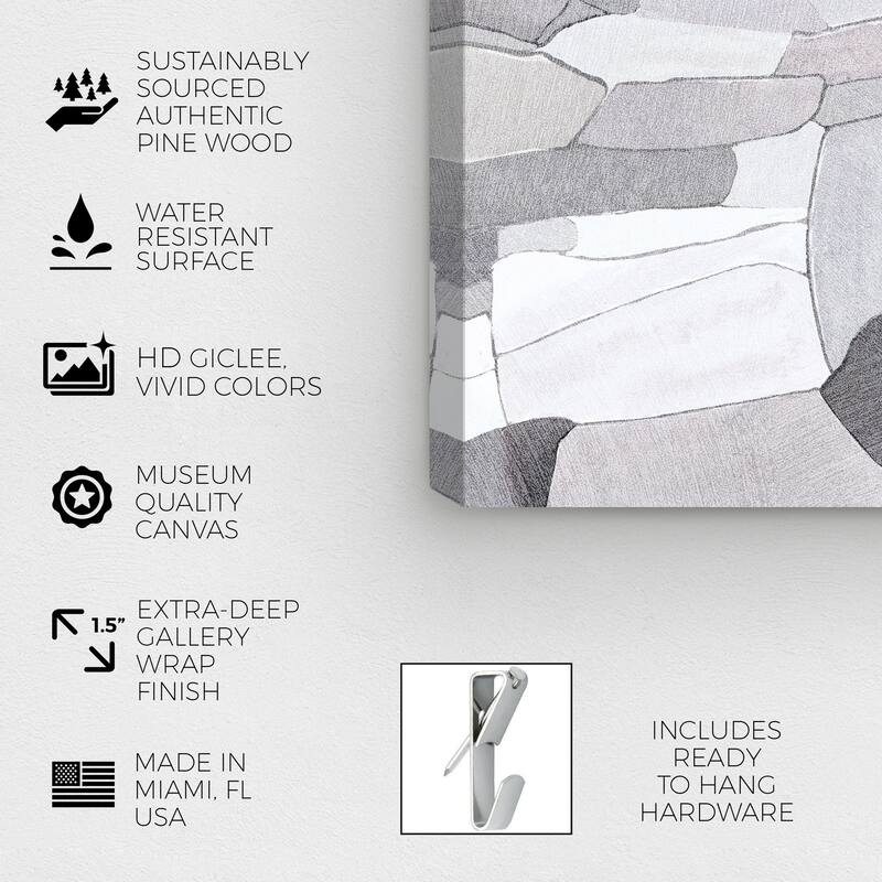 Wynwood Studio Canvas Abstract Rock Cascade Gray and Modern & Contemporary Wall Art Canvas Print