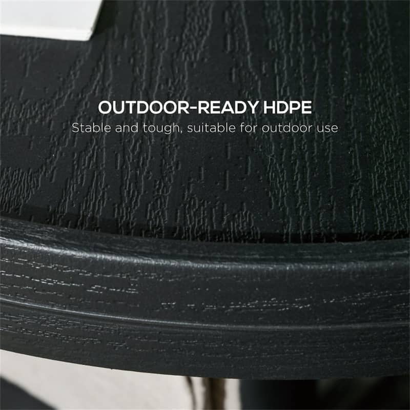 Black Umbrella Table with Wine Glass Holder and Foldable Towel Rack Waterproof HDPE Adjustable Patio Table for Pool Beach