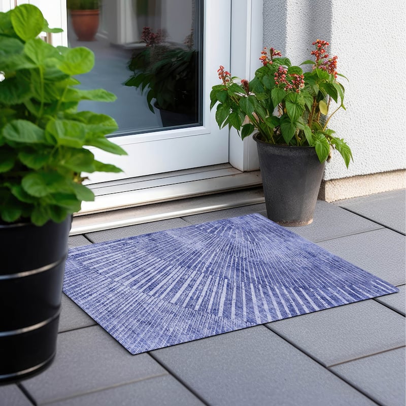 Machine Washable Indoor/ Outdoor Modern Fan Chantille ARug
