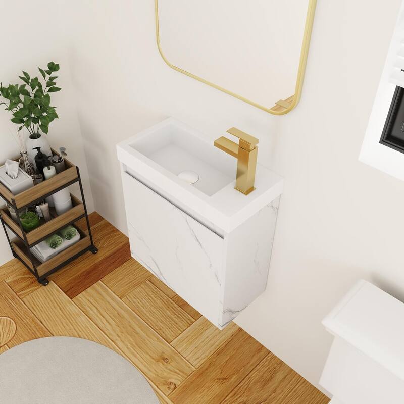 BNK 20"/24"/30" Single Sink Bathroom Vanity with Soft Close Door or Right Side Shelves, Modern Floating Vanity