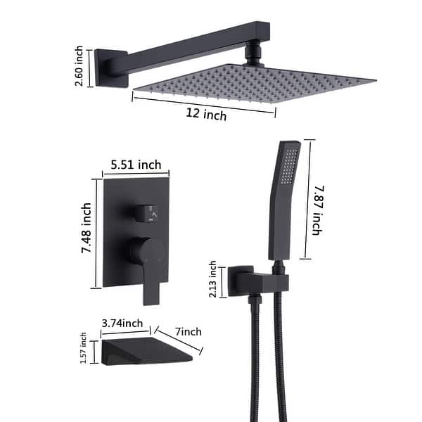 CERYPSA Shower System with Waterfall Tub Spout and Handheld Shower Head