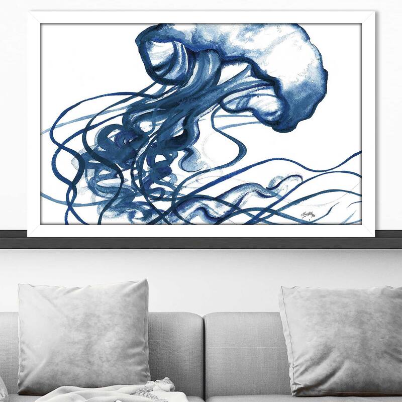 "Jelly Fish In Blue (Horizontal)" Print on Acrylic