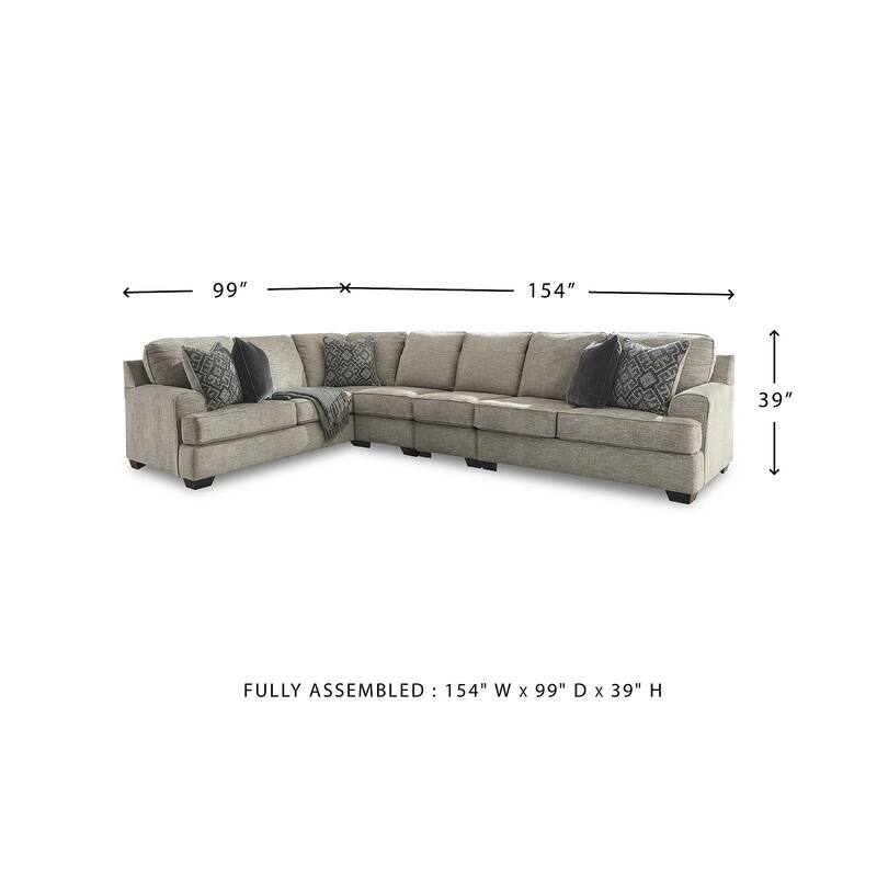 Signature Design by Ashley Bovarian Gray 4-Piece Sectional - 154"W x 99"D x 39"H