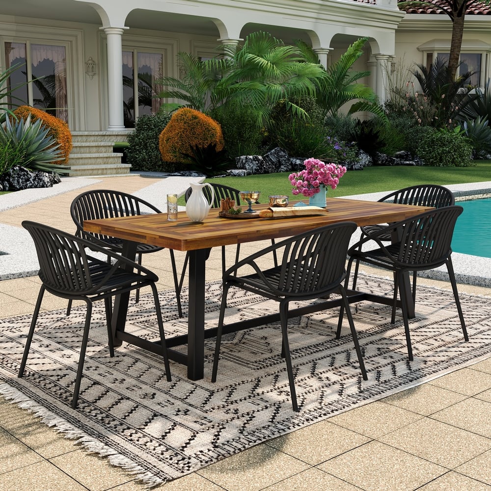 Christopher Knight Home - Emma Outdoor Wood and Resin 7 Piece Dining Set