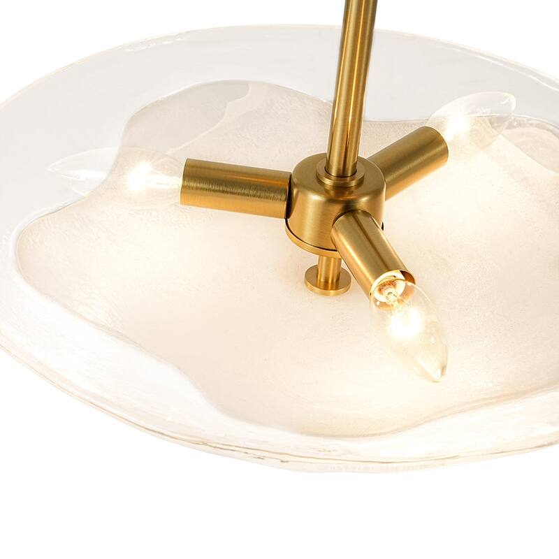 3-Light Round Glass Bowl Semi Flush Mount Ceiling Light 16in