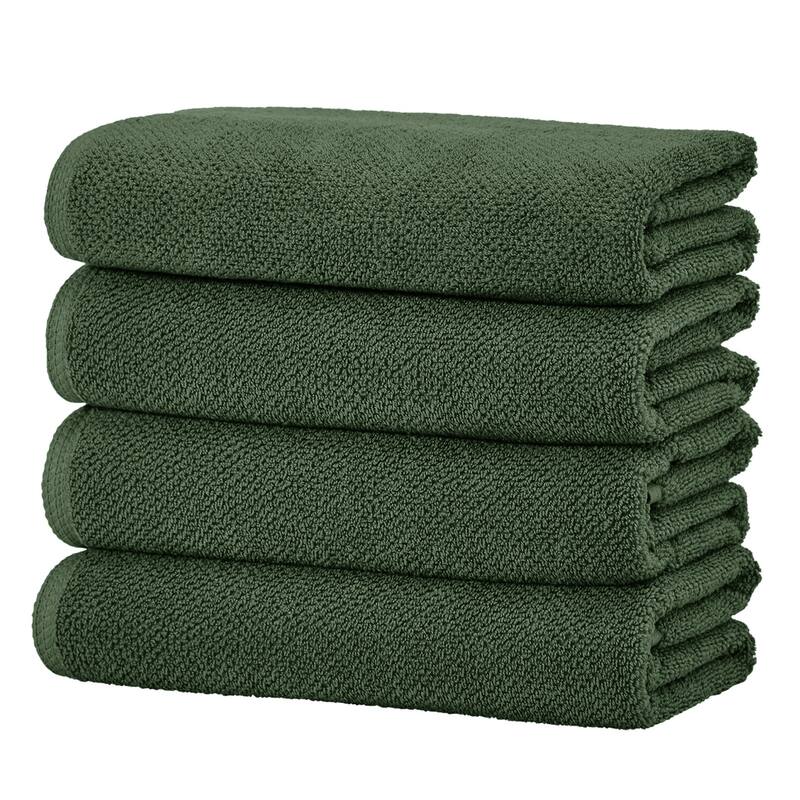 Linery & Co. Luxury Cotton Textured Bath Towel - Bath Towel (Pack of 4) - Forest Green