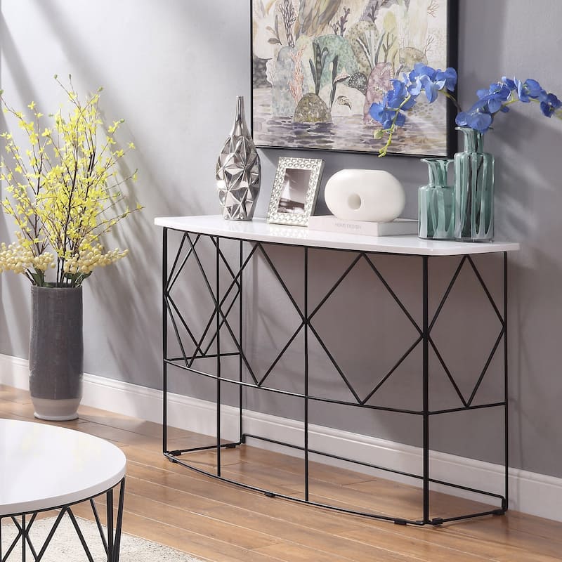 Brigid Modern 47-inch Metal Geometric Sofa Table by Furniture of America - White
