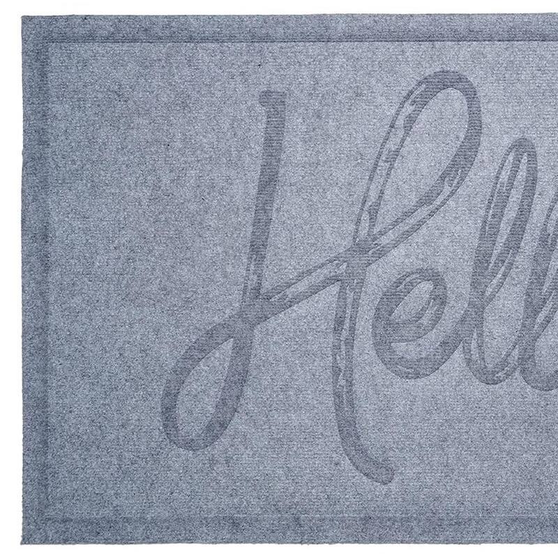 HomeRoots 24" X 36" Gray Hello Outdoor Polypropylene Door Mat - 24' X '36