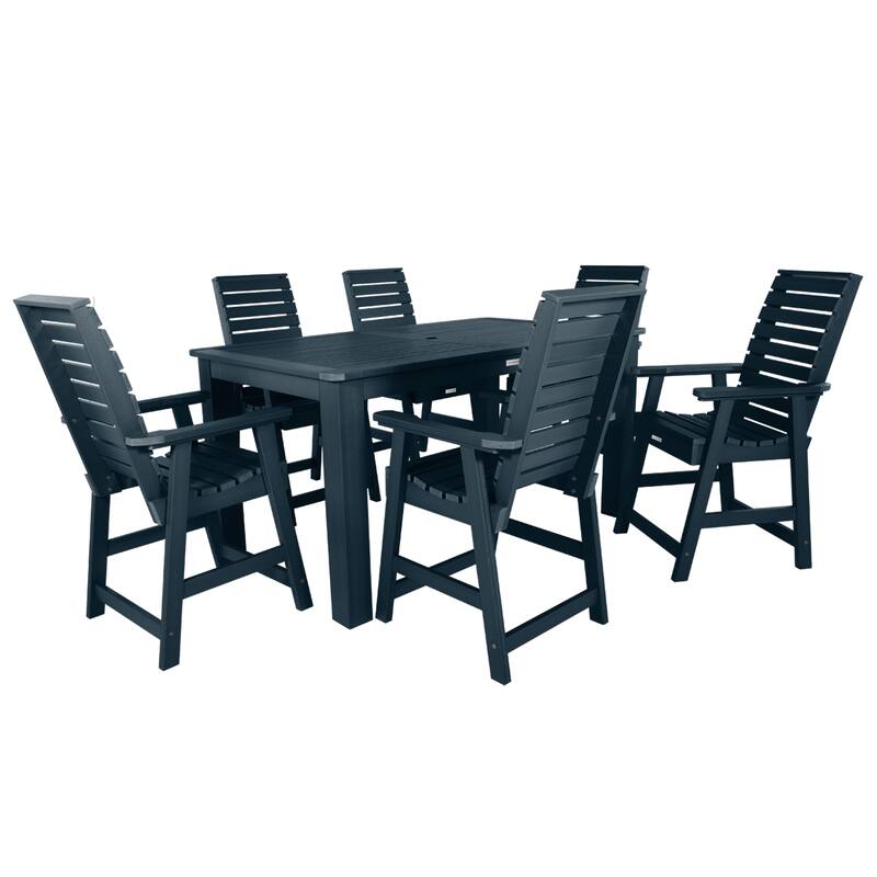 Weatherly 7-piece Outdoor Dining Set - 42" x 72" Table, Counter-height - Federal Blue