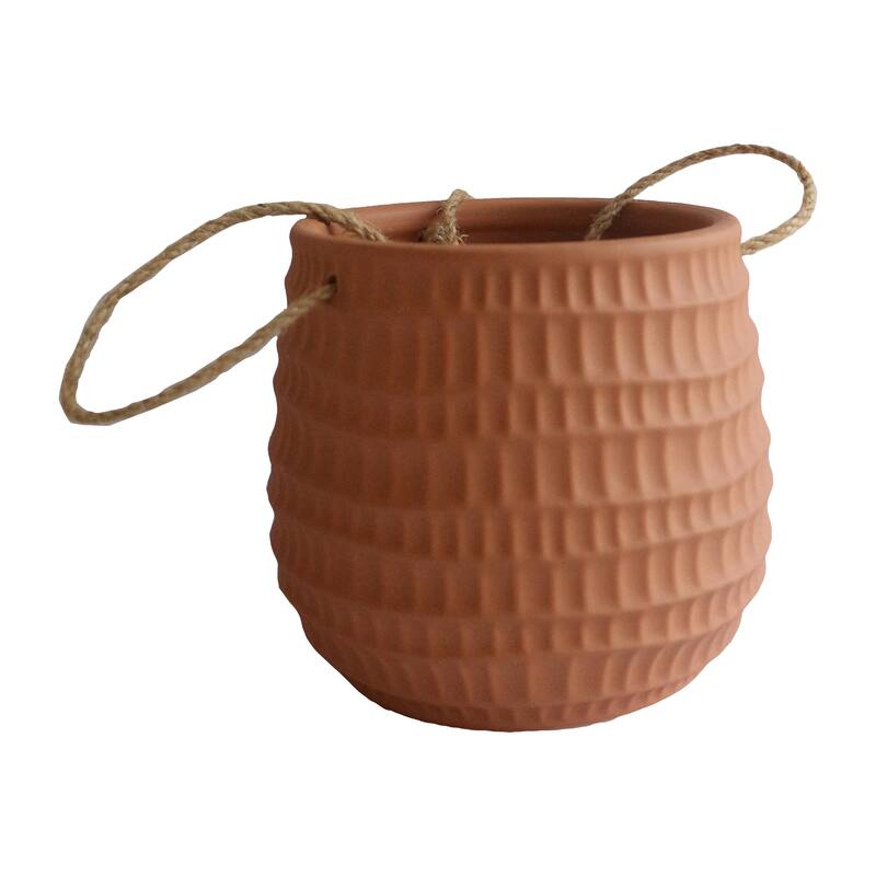 Sagebrook Home Neutral Textured Ceramic Hanging Planter