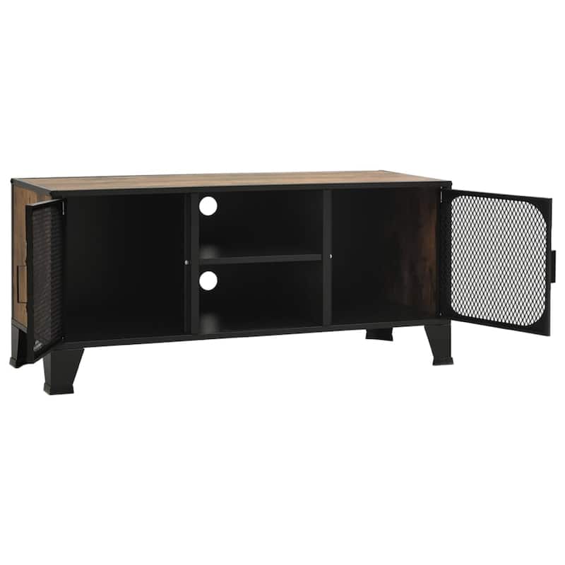 Andy TV Stand Media Cabinet, 2 Doors, 1 Shelf, 41 Inch Brown and Black