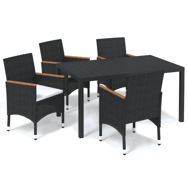 vidaXL Patio Dining Set with Cushions Poly Rattan