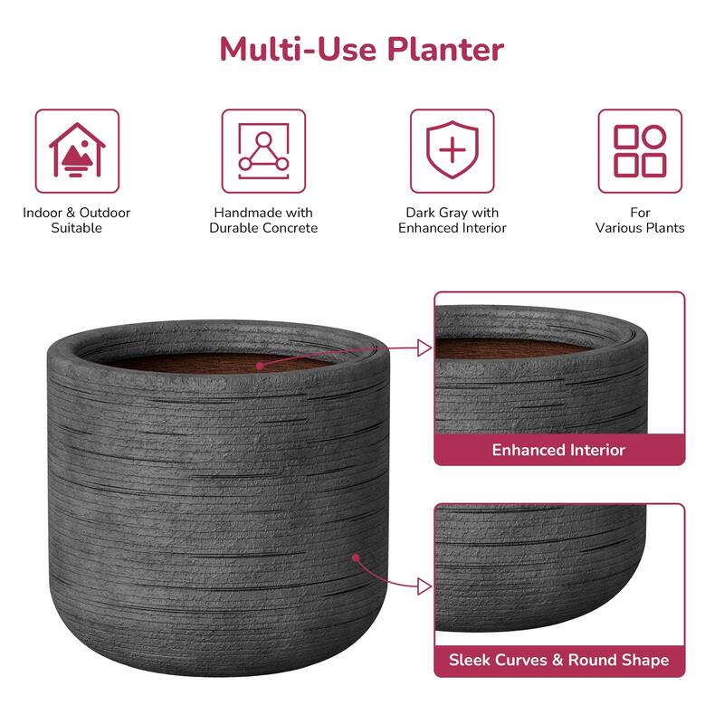 Concrete Round Planter / Pot with Drainage Holes