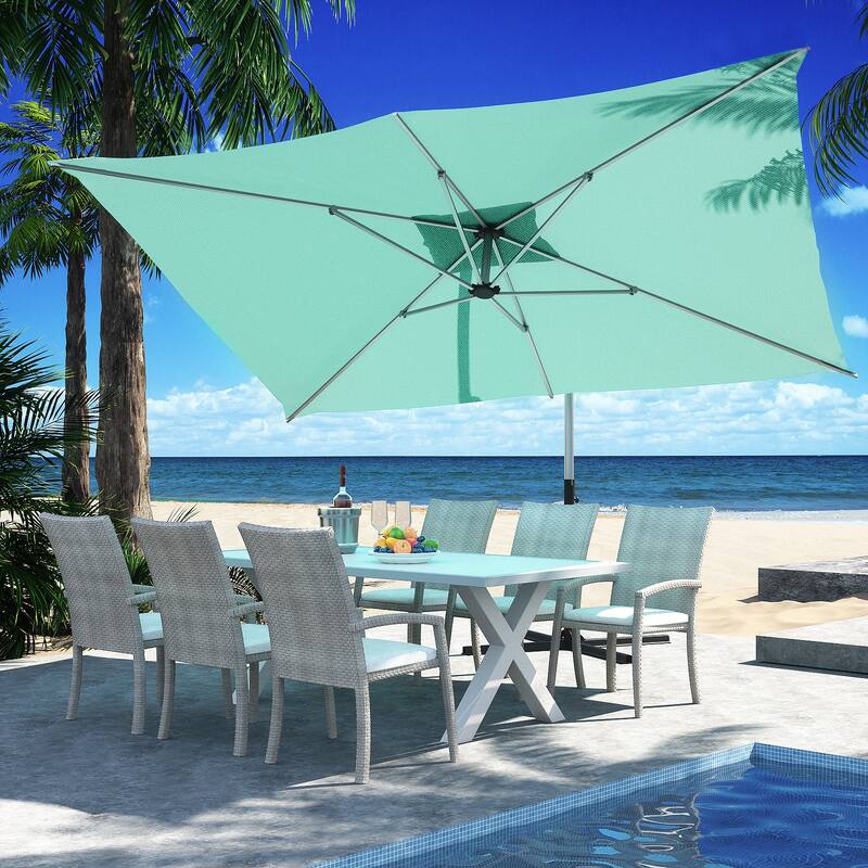 COSIEST 9 x 11.5 ft Cantilever Hanging Outdoor Umbrella w/360-degree Rotation