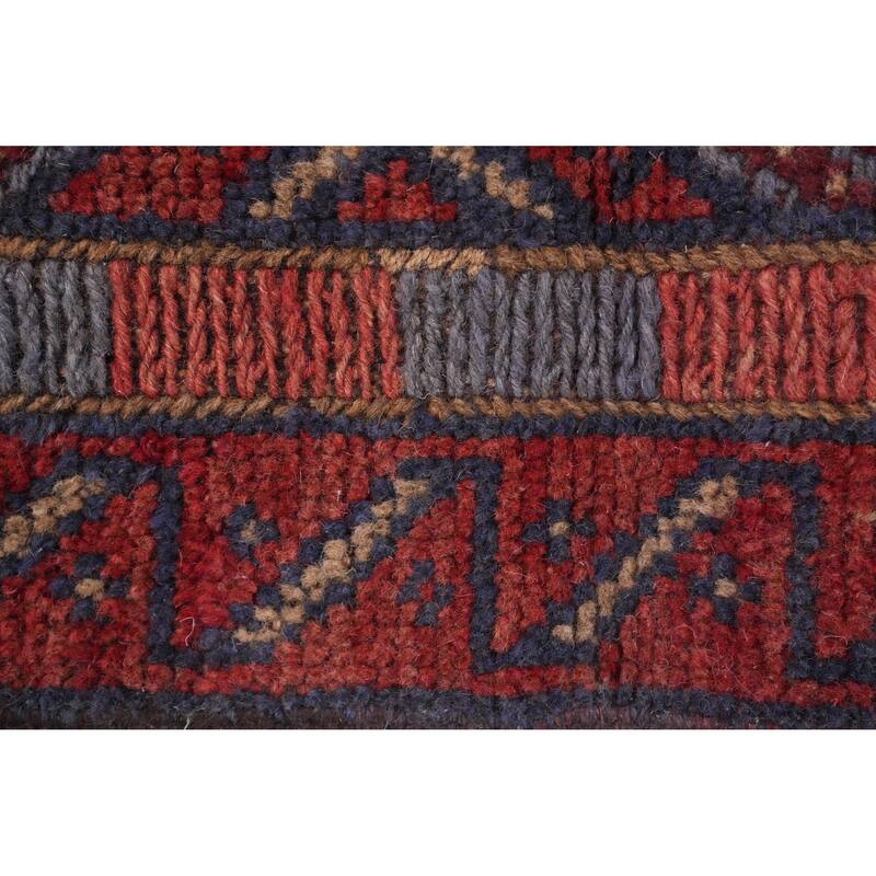 Hand Knotted Oriental 100% Wool Carpet Traditional Tribal Navy Blue & Blues Balouch Runner Rug - 7' 10'' X 1' 11''