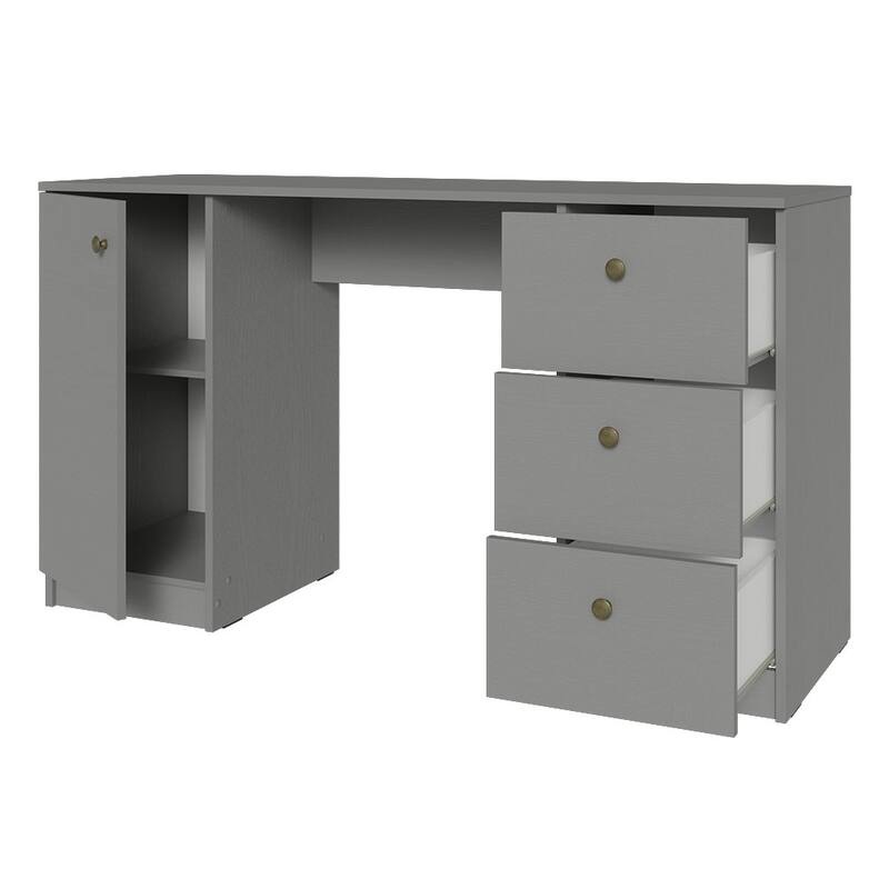 Madesa Home Office Gaming Computer Desk, Cable Management and Large Monitor Stand, 30" H x 18" D x 53" W - White