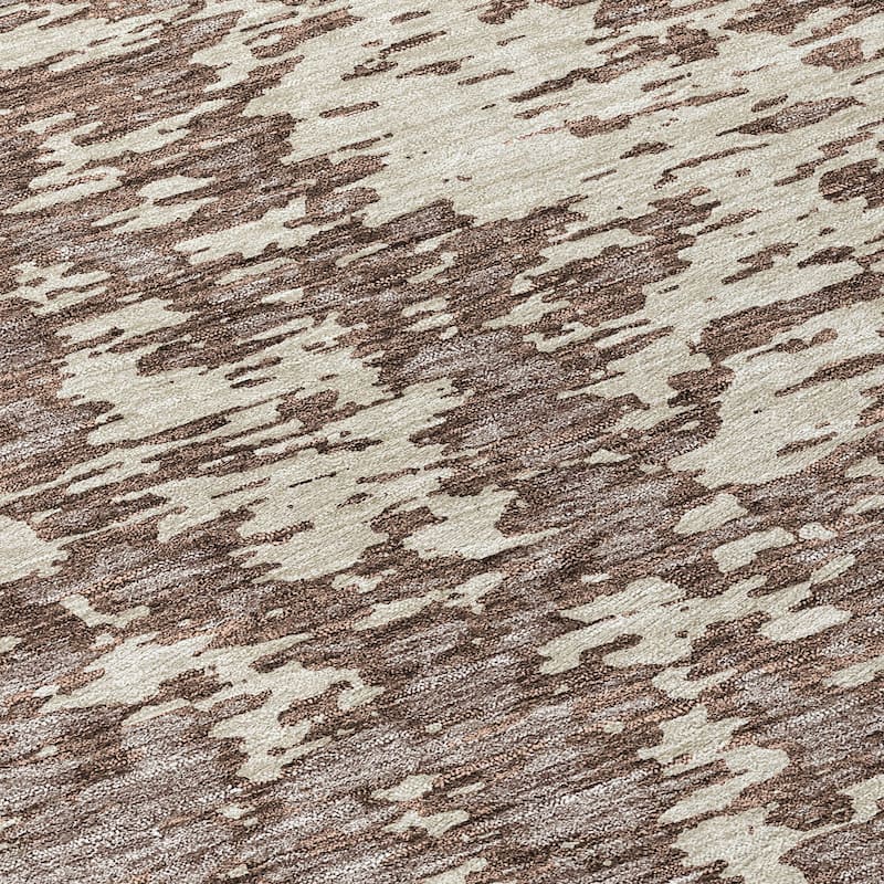 Machine Washable Indoor/ Outdoor Abstract Pixels Chantille Rug