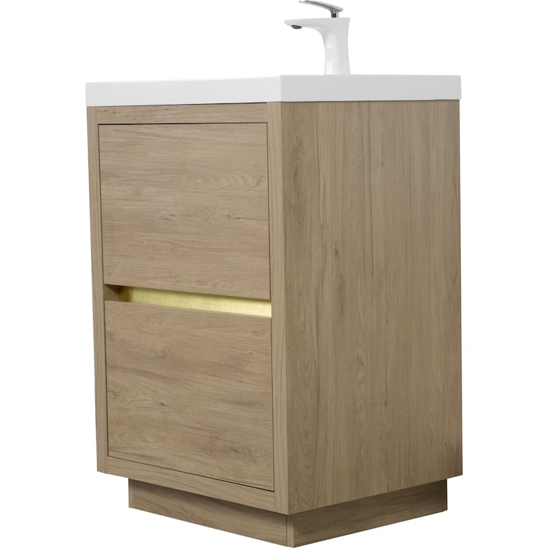 24" Bathroom Vanity with Stone Resin Countertop and Soft Close Drawers