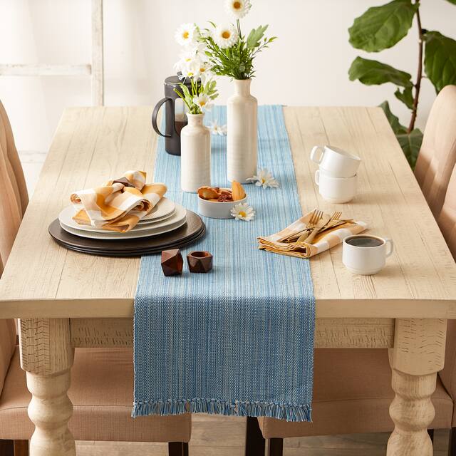 DII Variegated Taupe Fringe Table Runner 13x72