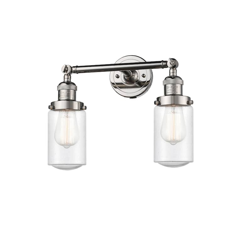 Innovations Lighting Dover 2 Light 14" Wide Bathroom Vanity Light - Polished Nickel / Seedy