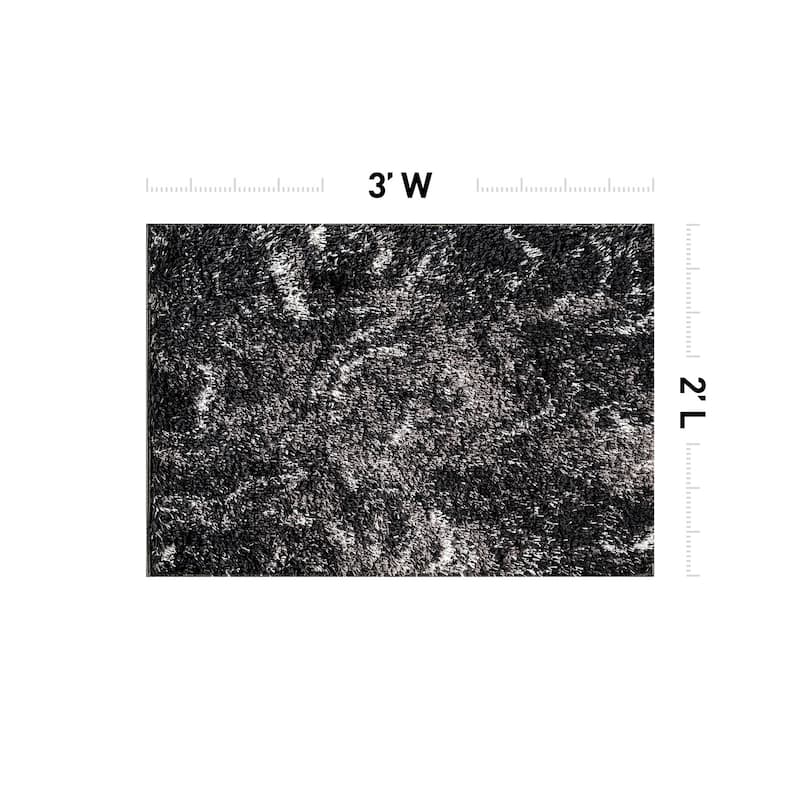 Abstract Marble Shag Rug - Anthracite Dark Gray - Plush Medium Pile, Durable with Jute Backing