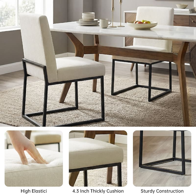 Mid Century Modern Dining Chair with Black Metal Legs