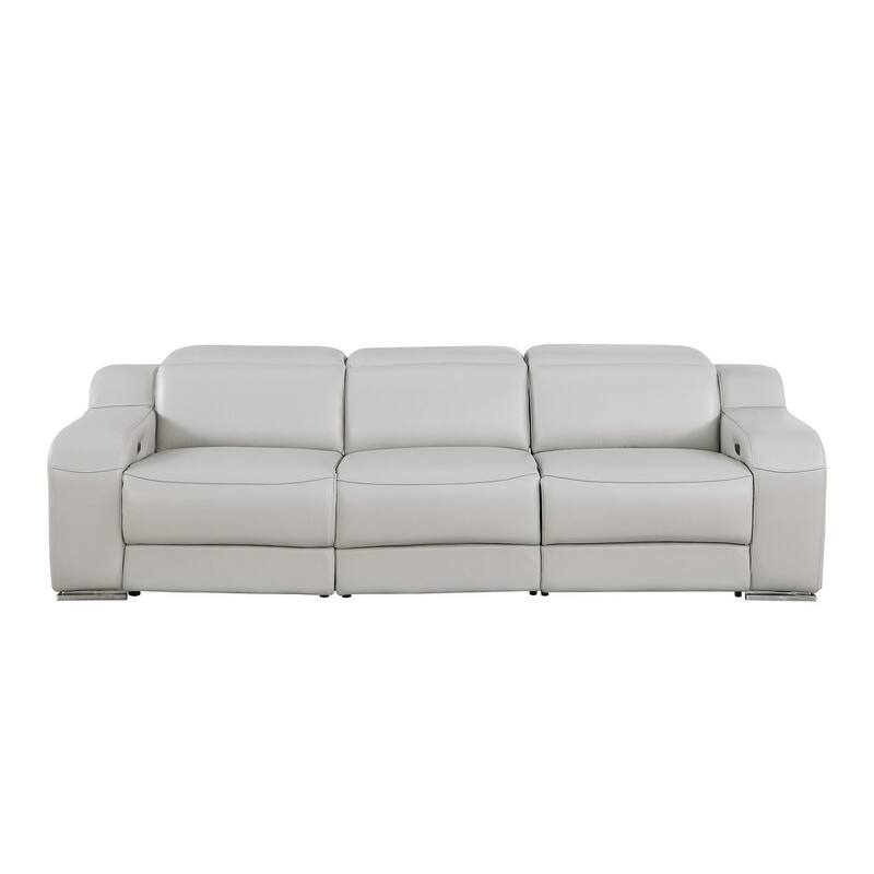 HomeRoots 103" Black Italian Leather Reclining USB Sofa