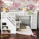 preview thumbnail 2 of 7, Modern Twin-Twin over Full L-Shaped Bunk Bed With 3 Drawers,Portable Desk and Wardrobe