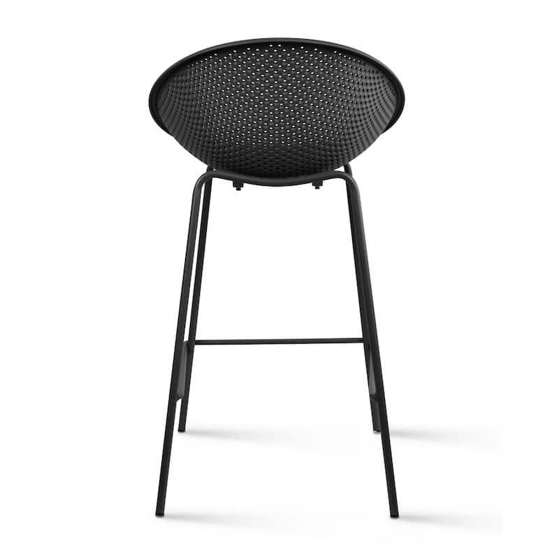 Set of 2 Counter height Bar Stools For Kitchen Egg Shaped Oval Seat Circle Dots Round Pattern for Indoor Outdoor - N/A