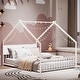 preview thumbnail 26 of 46, House Bed with Roof and Colorful Lights, House-shaped Frame Floor Bed with House Roof Frame, Metal Bed Frame with Slats and Legs