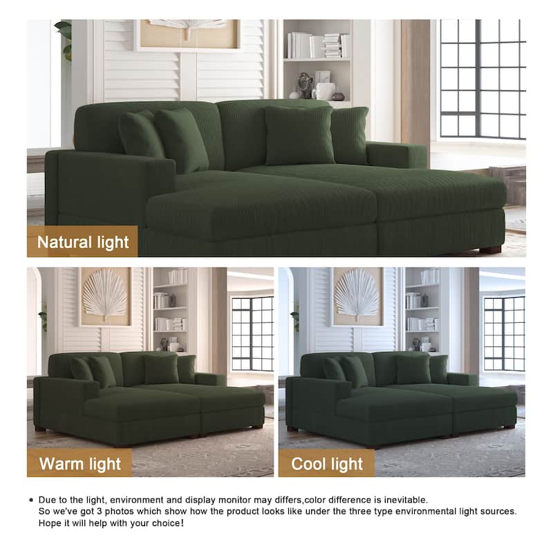 Corduroy Modular Couch Sectional Chaise Lounge Sofa
