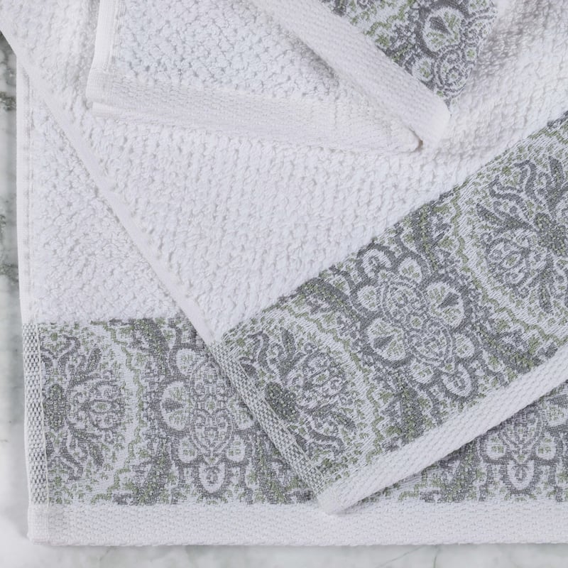 Superior Medallion Cotton Jacquard Texture 3 Piece Assorted Towel Set