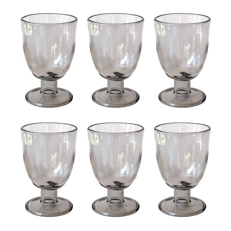 Abode Homewares Rustic Acrylic Wine Glass - 14 oz - Set of 6 - Light Grey