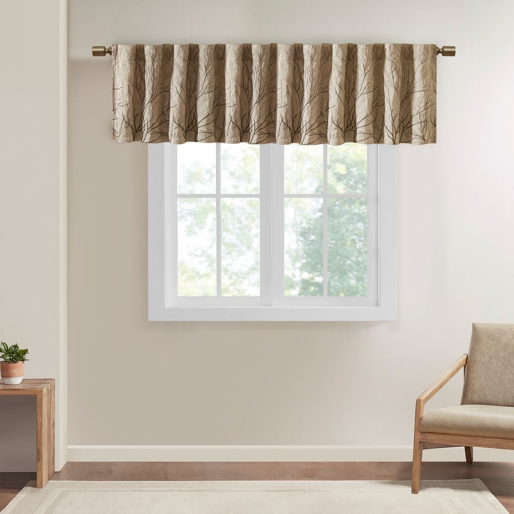 Madison Park Andora Faux Silk Embroidered Window Valance - 50 x 18"
