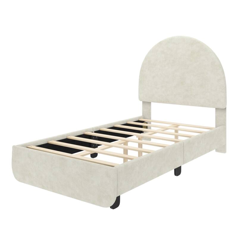 Max and Lily Twin-Size Upholstered Bed with Arched Headboard