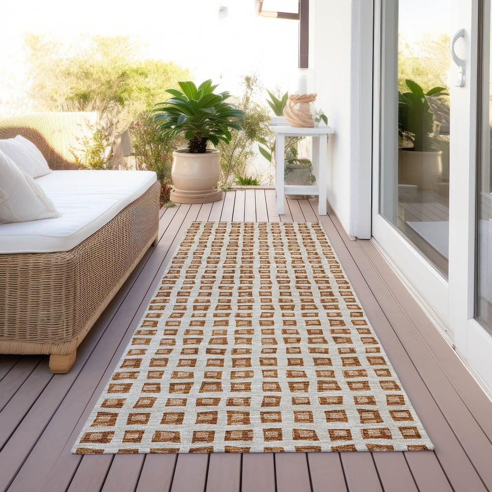 Machine Washable Indoor/ Outdoor Chantille Squared Rug