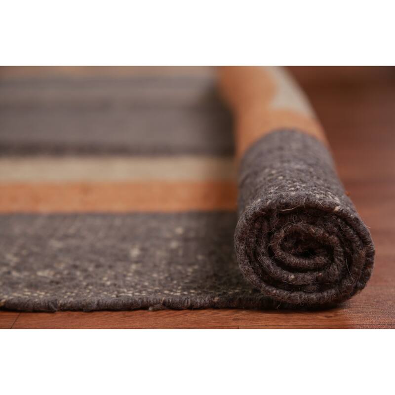 Hand Woven Oriental 100% Jute Carpet Southwestern Modern Brown Kilim Area Rug - 9' 9'' X 8' 4''