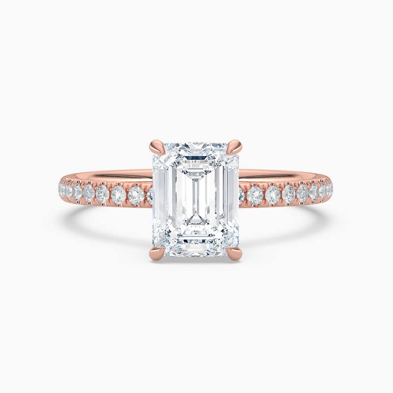 Auriya 14k Gold Emerald Lab Grown Unique Loop Diamond Halo Engagement Ring 1.00 to 5.00 ct. tw. (F-G, VS) - 5 - 5.00 carats - Rose