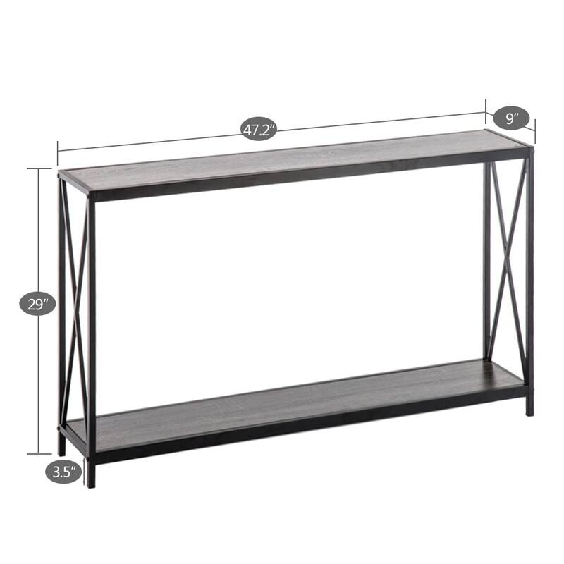 Iron Frame Wood Grain Side Table