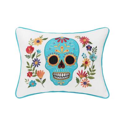 Aqua Sugar skull Pillow