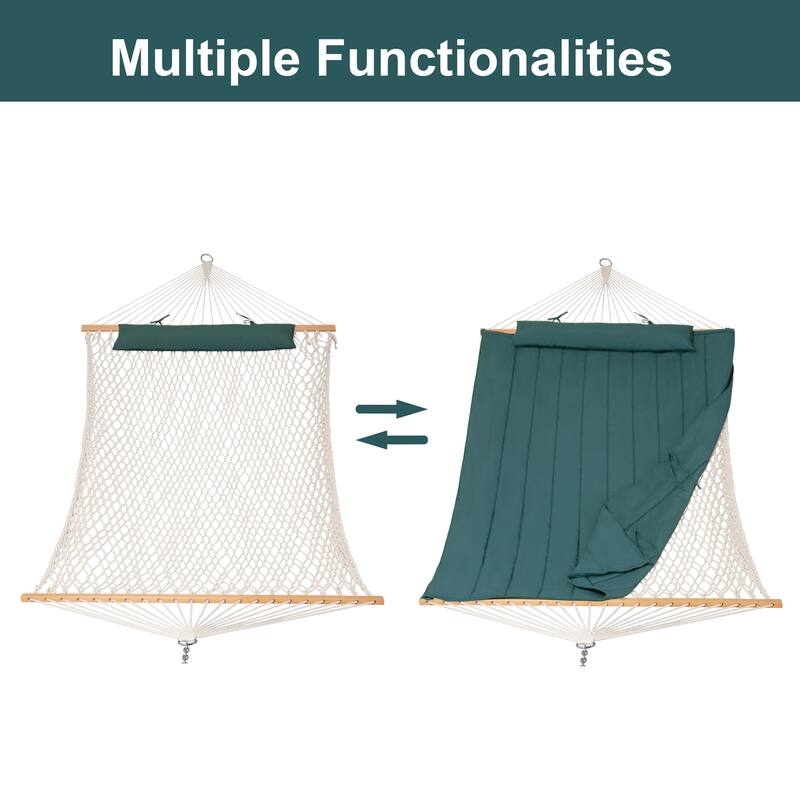 Outdoor Rope Hammock with Polyester Pad, 475 lbs Capacity