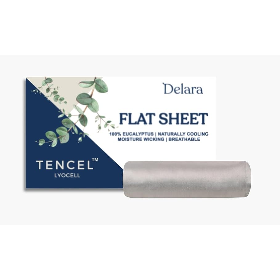 Delara 100% Eucalyptus Lyocell Tencel Flat Sheet, Naturally Cooling, Super Soft, Moisture-Wicking, Smooth & Breathable
