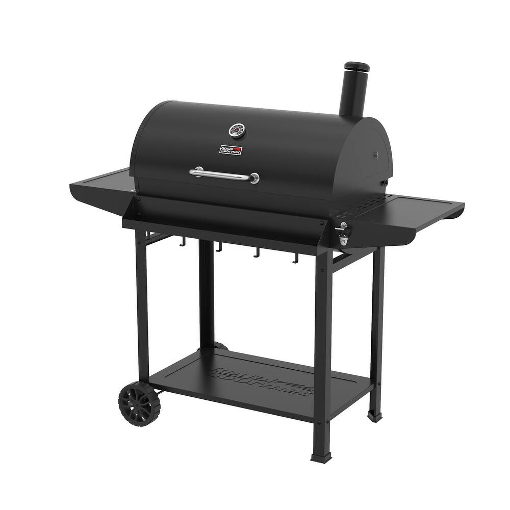Royal Gourmet Barrel Charcoal Grill with Front Basket, Black