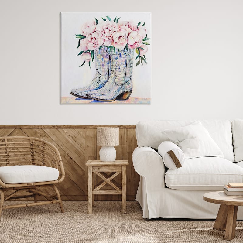 Stupell Rose Filled Cowgirl Boots Canvas Wall Art Design By Amanda Greenwood
