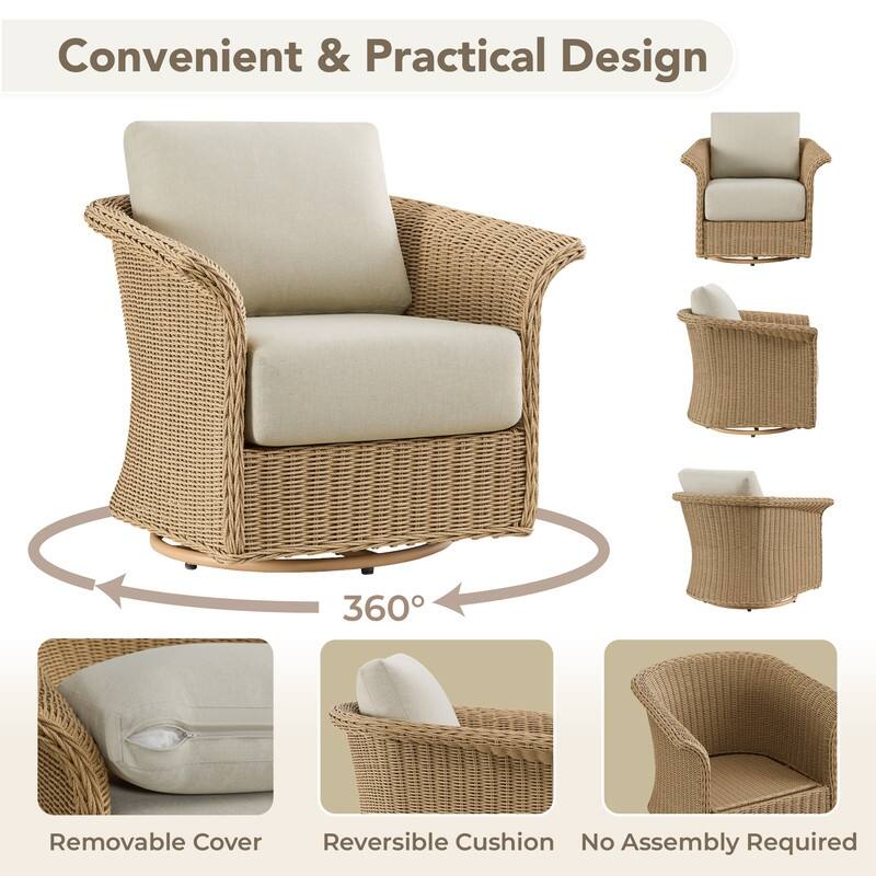 Spruce & Spring Patio Fruniture Outdoor Swivel Chair and Side Table