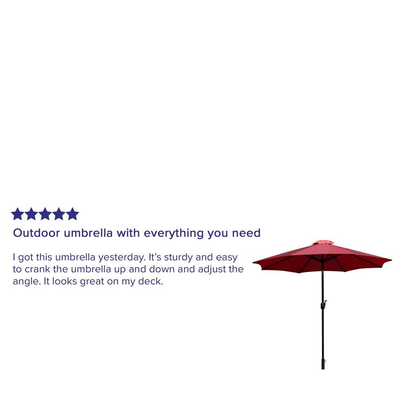 9 FT Round Umbrella - 1.5" Diameter Aluminum Pole - Crank and Tilt Function
