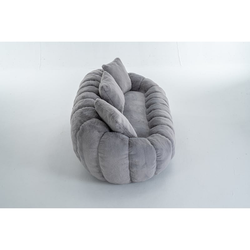 GDFStudio - Floral-Shaped 75.49" Faux Fur Loveseat Sofa with High-Density Foam